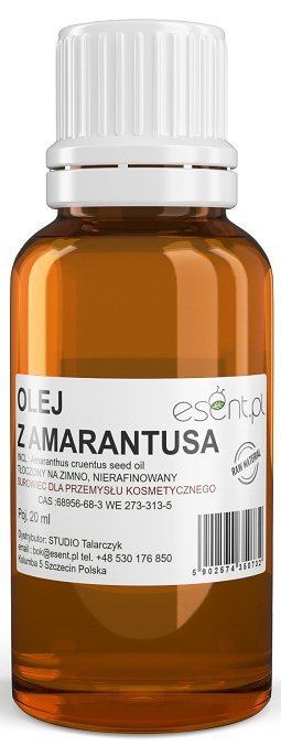 Olej z Amarantusa Tłoczony na Zimno, Nierafinowany, 20 ml