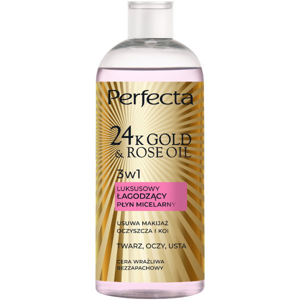 PERFECTA 24K Gold & Rose Oil Płyn micelarny do cery wrażliwej 400 ml