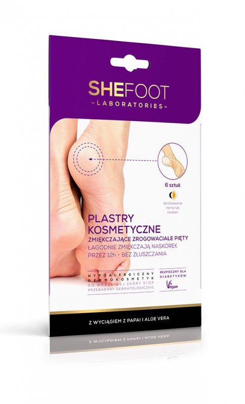SheFoot Plastry kosmetyczne zmiękczające zrogowaciałe pięty- hypoallergenic 1op.-6szt