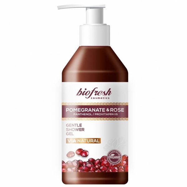 Delikatny żel pod prysznic Granat i Róża VIA Natural, Biofresh, 250ml