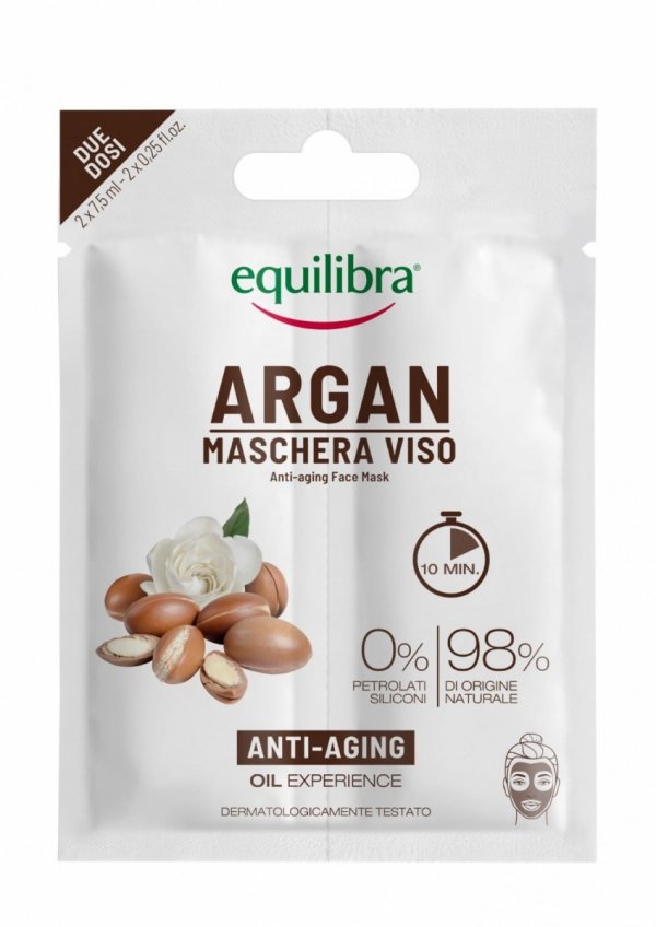 Equilibra Argan Przeciwstarzeniowa Maseczka do twarzy z arganem 7,5mlx2