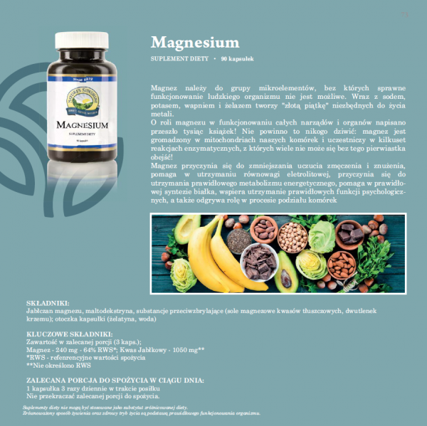 Magnesium, Magnez, Nature's Sunshine, 90 kapsułek