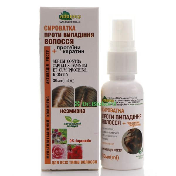 Serum Przeciw Wypadaniu Włosów z Proteinami i Keratyną, Adverso, 30ml