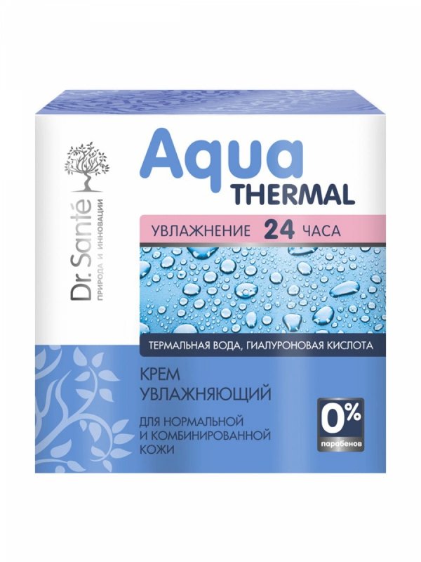 Krem nawilżający do skóry normalnej i mieszanej z wodą termalną i kwasem hialuronowym, Dr. Sante Aqua Thermal, 50ml