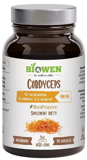 Ekstrakt z Cordyceps Sinensis 400 mg, Kordyceps, Biowen, 90 kapsułek