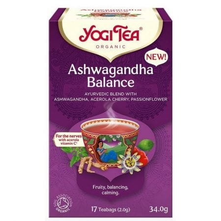 Ajurwedyjska herbata z ashwagandhą, acerolą i passiflorą, Ashwagandha Balance, BIO, Yogi Tea, 17x2g