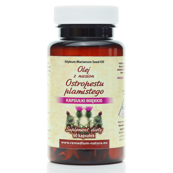 Olej z Nasion Ostropestu Plamistego, Suplement Diety, 60 kapsułek 500 mg