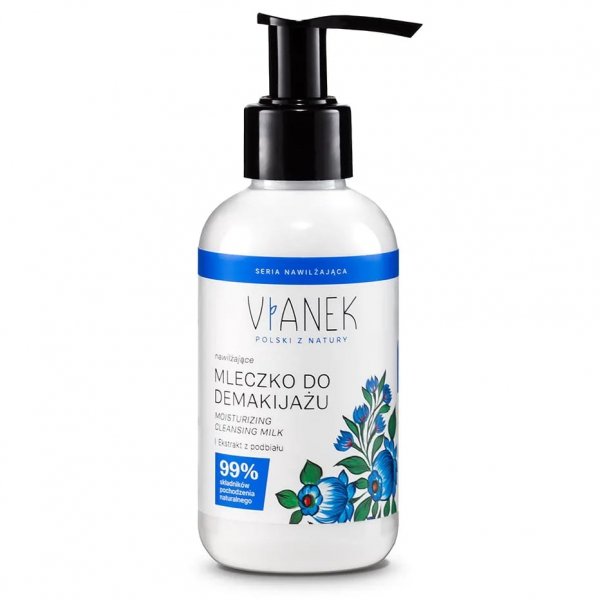 Nawilżające mleczko do demakijażu do cery suchej lub wrażliwej, VIANEK, 150ml