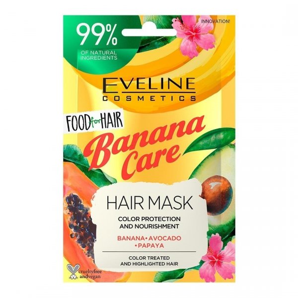 Eveline Food for Hair Banana Care Maska do włosów farbowanych - ochrona koloru i odżywienie  20ml