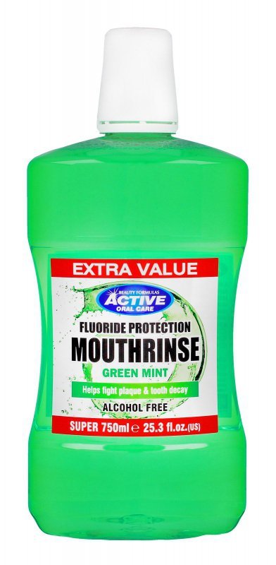 Beauty Formulas Active Oral Care Płyn do płukania jamy ustnej z fluorem Green Mint - bez alkoholu 750ml