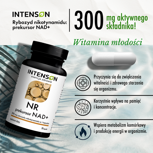 NR-Nad+ (NR Chlorek Rybozydu Nikotynamidu), Intenson, 30 kapsułek
