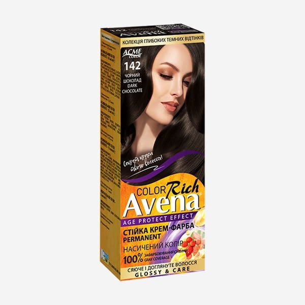 Farba do włosów w kremie Avena Color - 142 Czarna czekolada