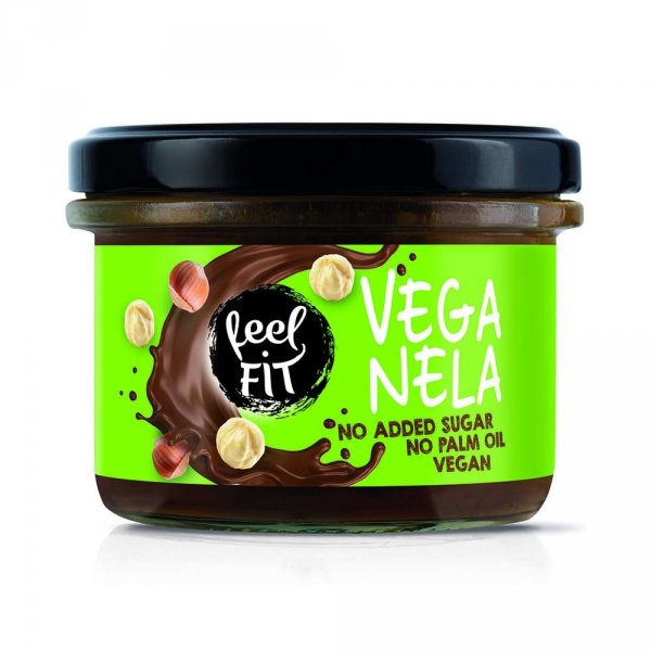 Krem wegański z orzechami laskowymi i kakao bez cukru, FEEL FIT, 200 g