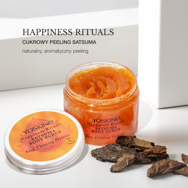 Yoskine Happiness Rituals Cukrowy Peeling do ciała Satsuma 300g