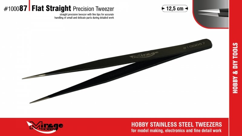 MIRAGE 100087 PĘSETA FLAT STRAIGHT PRECISION TWEEZER 12,5cm 