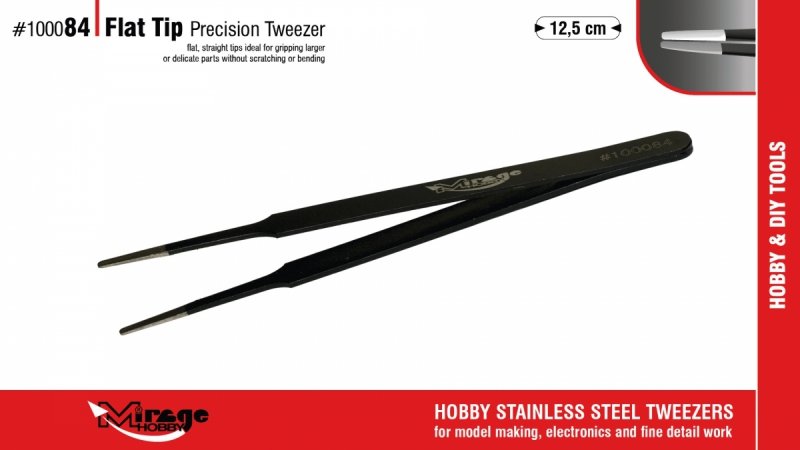 MIRAGE 100084 PĘSETA FLAT TIP PRECISION TWEEZER 12,5cm 
