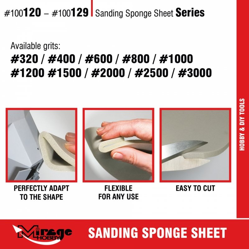 MIRAGE 100125 SANDING SPONGE SHEET #1200 (gąbka ścierna) 