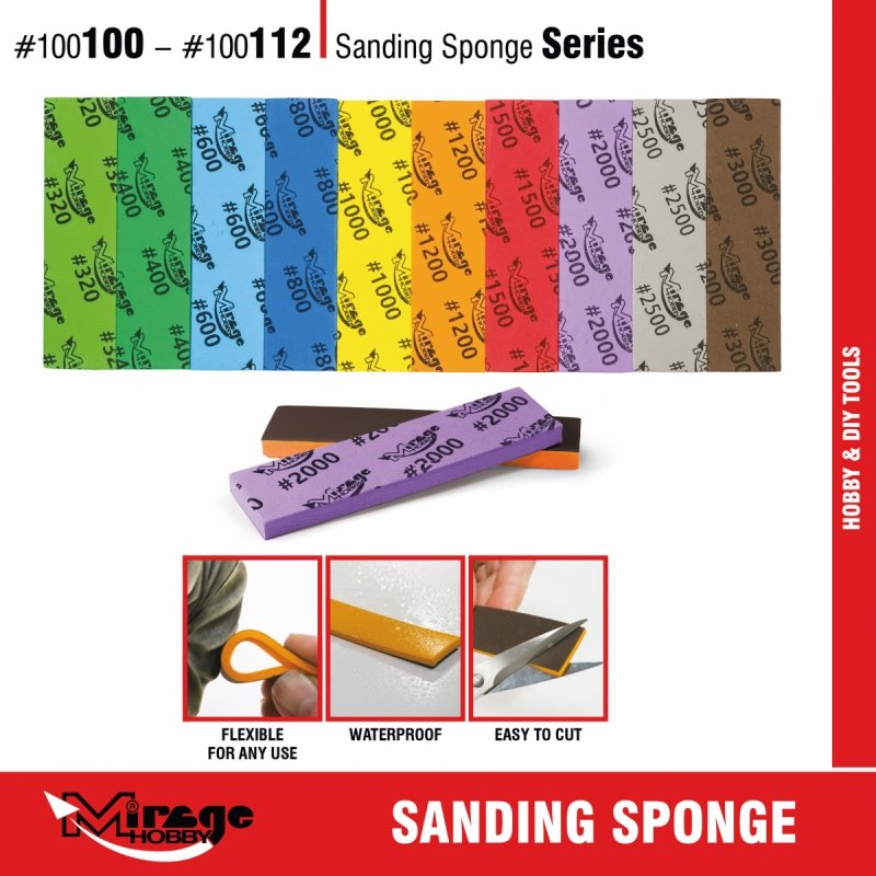 MIRAGE 100101 BASIC SET SANDING SPONGE 10pcs [#320-#1000] (gąbki do szlifowania)