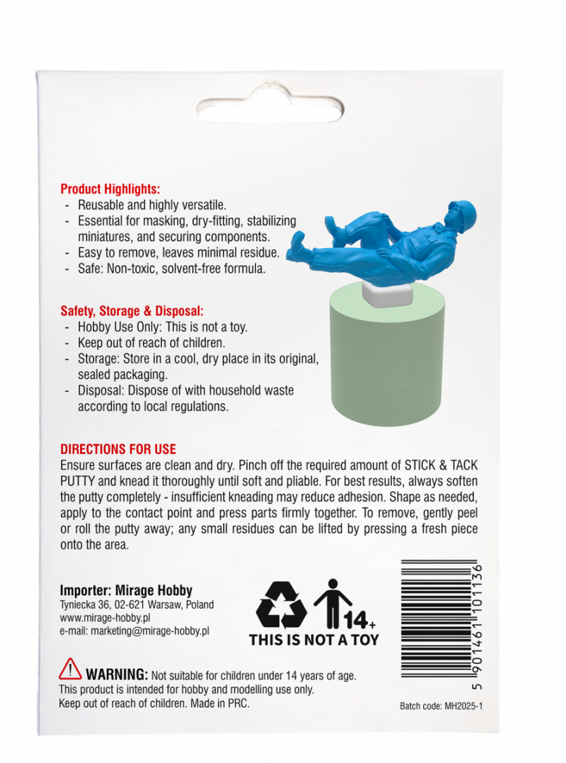 MIRAGE 100113 STICK &amp; TACK PUTTY (Modelarska masa montażowa) 
