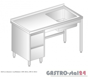 Stół ze zlewem i szufladami DM 3012 szerokość: 600 mm  (1000x600x850)