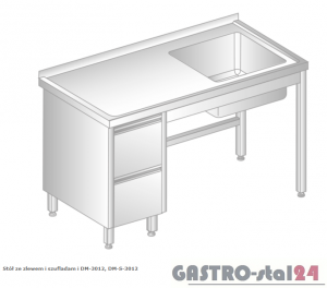 Stół ze zlewem i szufladami DM 3012 szerokość: 700 mm (1000x700x850)
