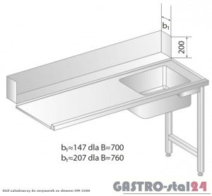 Stół załadowczy do zmywarek ze zlewem DM 3266 szerokość: 760 mm (1000x760x850)