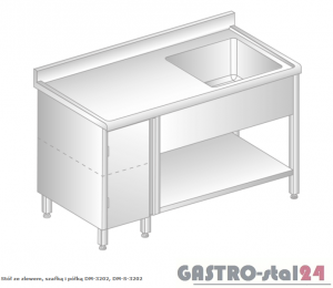 Stół ze zlewem, szafką i półką DM 3202 szerokość: 600 mm  (1000x600x850)