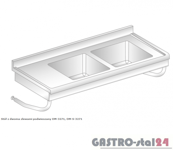 Stół z dwoma zlewami podwieszany DM 3271  szerokość: 600 mm  (1200x600x375)