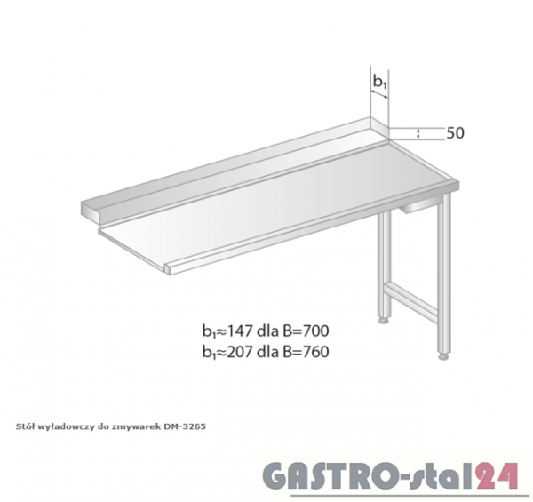 Stół wyładowczy do zmywarek DM 3265 szerokość: 700 mm  (600x700x850)