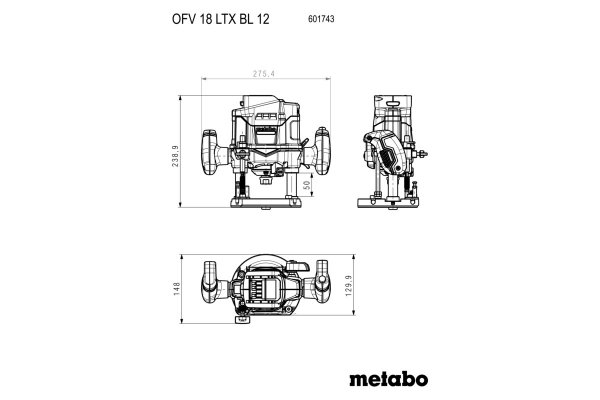Frezarka górnowrzecionowa  Metabo OFV 18 LTX BL 12 LiHD Metabox 340