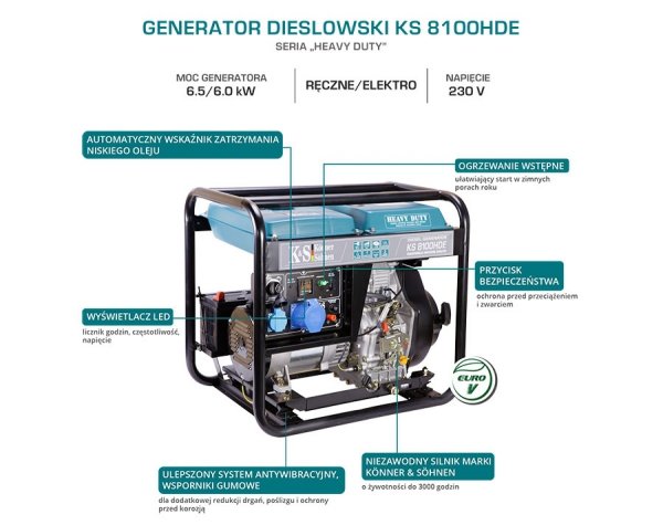 Agregat prądotwórczy diesel K&amp;S Heavy Duty KS8100HDE 6kW