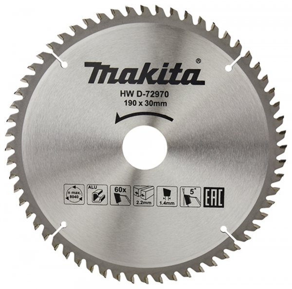 Tarcza do aluminium Makita Standard T.C.T, 190 x 30 mm 60Z D-72970