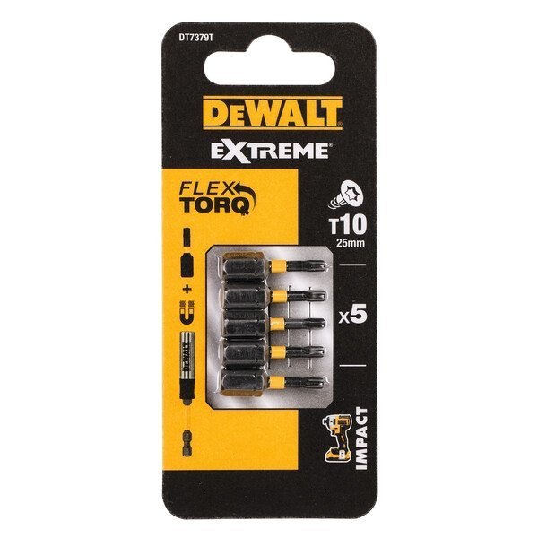 Bity udarowe DeWALT DT7379T T10X25  Extreme Impact Torsion 5 szt.