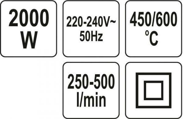 Opalarka YATO YT-82294 2-stopniowa regulacja 2000W + dysze