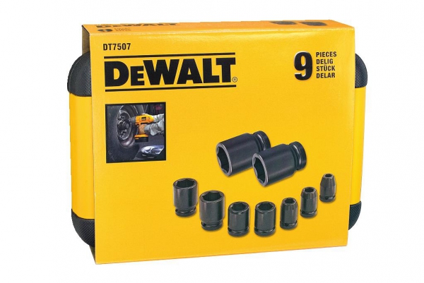 9 elementowy zestaw  nasadek udarowych + adapter DeWalt DT7507 1/2&quot; 10-27mm