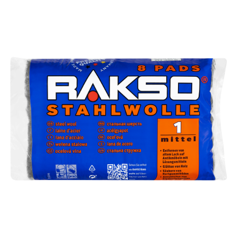 Wełna stalowa Stahlwolle RAKSO 8 Pads NR 1 