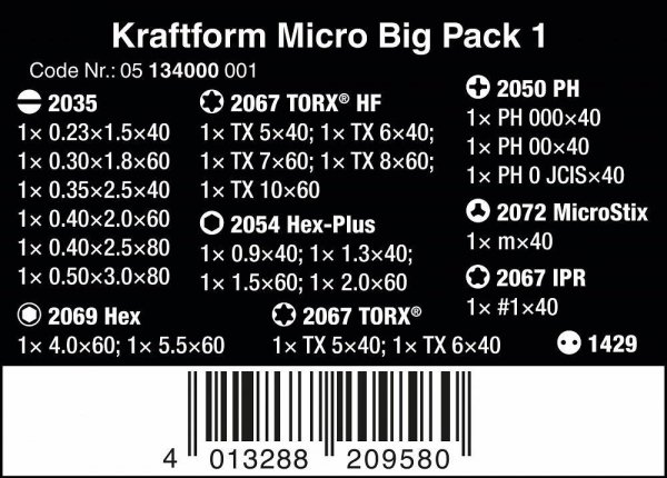 Zestaw wkrętaków precyzyjnych w etui WERA Kraftform Micro Big Pack 1  05134000001 25 szt 