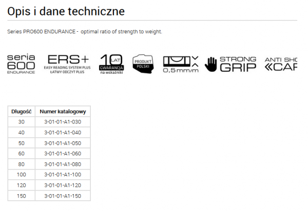 Poziomnica PRO 600ENDURANCE  30cm