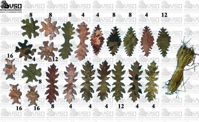 Zestaw 176 liści i kształtek do wypełnień ghillie +rafia- wiosna 