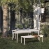 Muuto LINEAR Zestaw Mebli Ogrodowych - Stół 200 cm + 2 Ławki - Biały