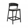 Muuto COVER BAR Hoker - Krzesło Barowe 96 cm Czarne / Siedzisko Tapicerowane Szare