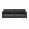 Muuto OUTLINE Sofa 2-Osobowa - Ciemnoszara - Tkanina Remix 163 / Czarne Nogi