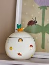 Bloomingville AGNES Ceramiczny Pojemnik z Pokrywką / Biały z Ptaszkiem