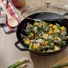 Kela CALIDO Emaliowany Wok Żeliwny ze Szklaną Pokrywką / Czarny