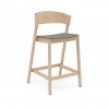 Muuto COVER BAR Hoker - Krzesło Barowe 96 cm Dąb Naturalny / Siedzisko Tapicerowane Szare