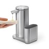 simplehuman SENSOR Bezdotykowy Automatyczny Dozownik Mydła lub Płynu z Pojemnikiem na Gąbkę / Srebrny