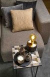 Villa Collection KARV Stolik Pomocniczy 54 cm Czarny z Kamiennym Blatem