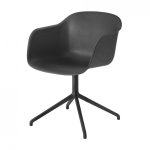 Muuto FIBER ARMCHAIR SWIVEL BASE Krzesło Obrotowe - Czarne / Metalowa Rama