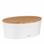 Kela SALENA Ceramiczny Chlebak z Bambusową Deską / Biały