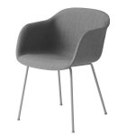 Muuto FIBER ARMCHAIR TUBE BASE Krzesło - Szare - Siedzisko Tapicerowane Tkaniną Remix 133